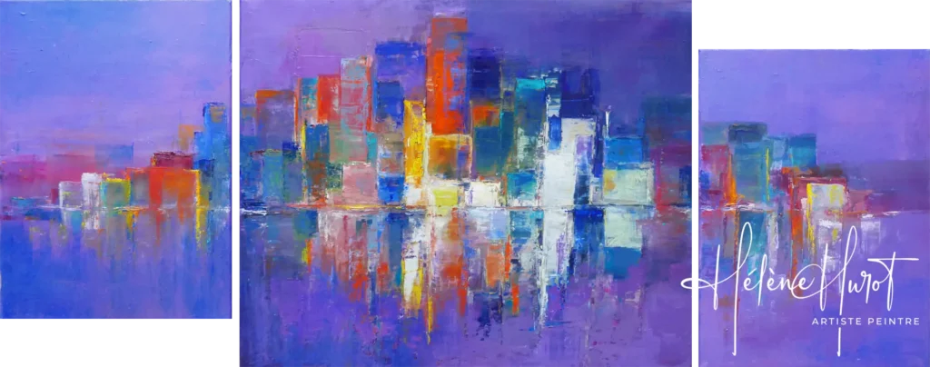 2019 16 Paysage urbain - Triptyque huiles sur toile 33 x 24, 46 x 38, 33 x 24 © Hélène Hurot 2019